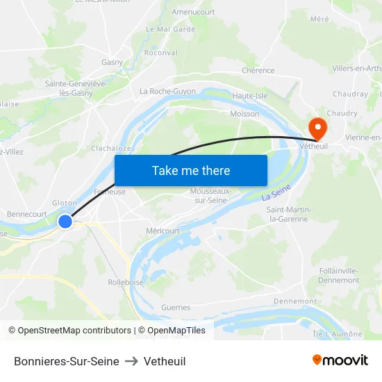 Bonnieres-Sur-Seine to Vetheuil map