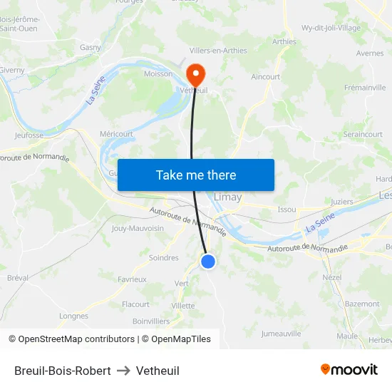 Breuil-Bois-Robert to Vetheuil map