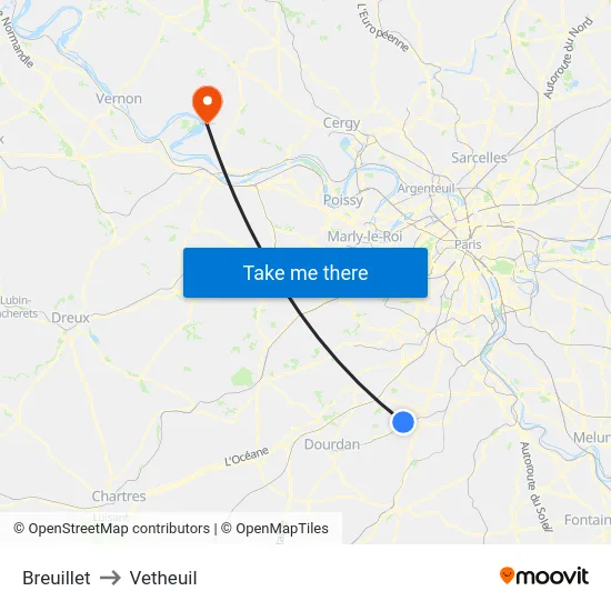Breuillet to Vetheuil map