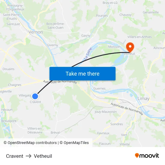 Cravent to Vetheuil map