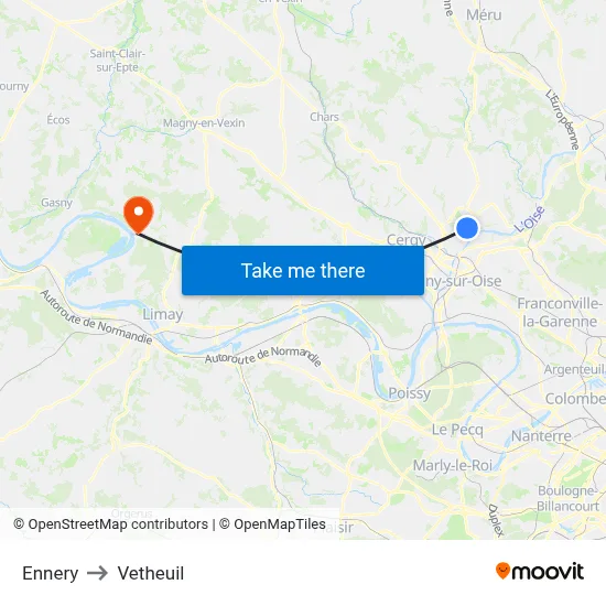 Ennery to Vetheuil map