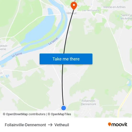 Follainville-Dennemont to Vetheuil map
