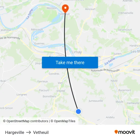 Hargeville to Vetheuil map