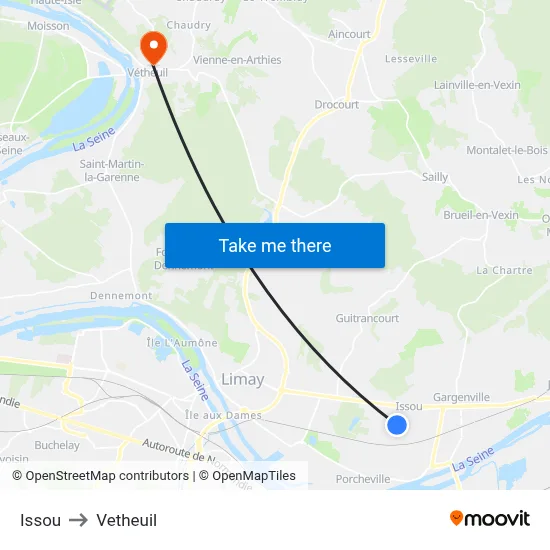 Issou to Vetheuil map