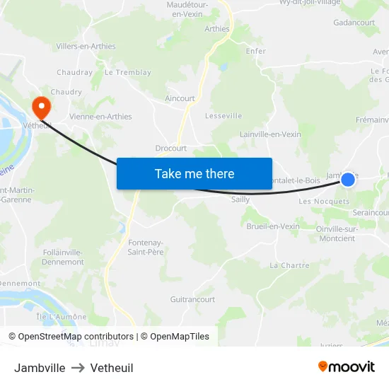 Jambville to Vetheuil map