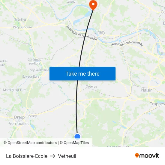 La Boissiere-Ecole to Vetheuil map