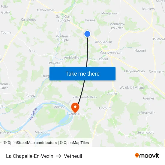 La Chapelle-En-Vexin to Vetheuil map