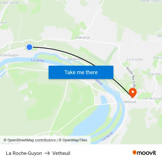 La Roche-Guyon to Vetheuil map