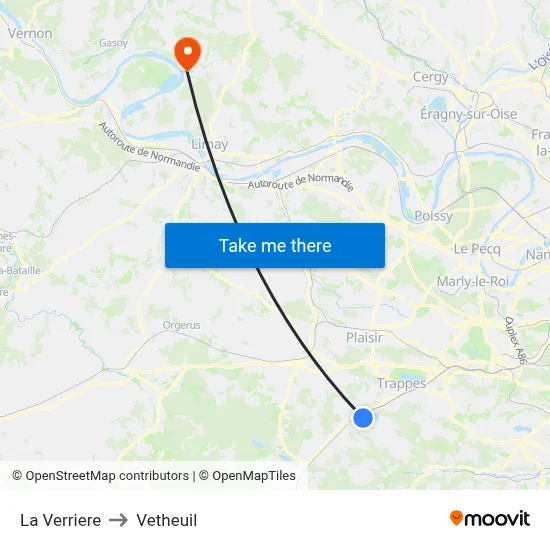 La Verriere to Vetheuil map