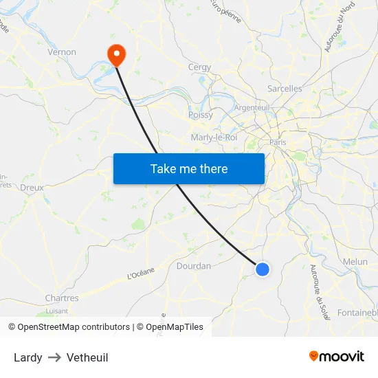 Lardy to Vetheuil map