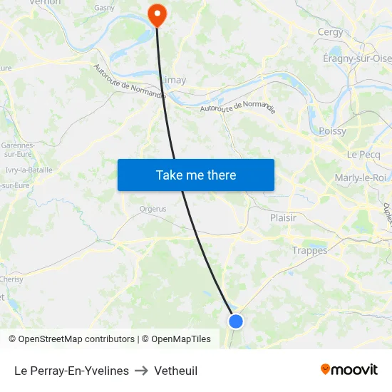 Le Perray-En-Yvelines to Vetheuil map