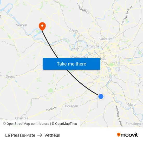 Le Plessis-Pate to Vetheuil map