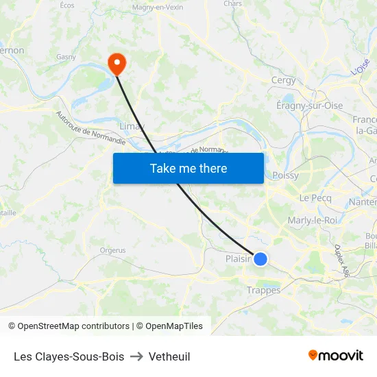 Les Clayes-Sous-Bois to Vetheuil map