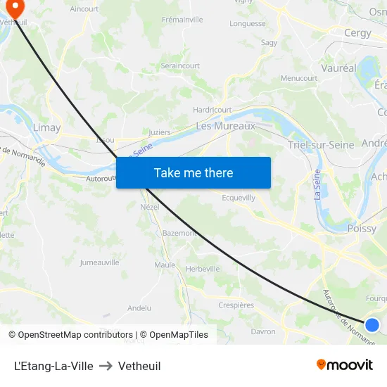 L'Etang-La-Ville to Vetheuil map