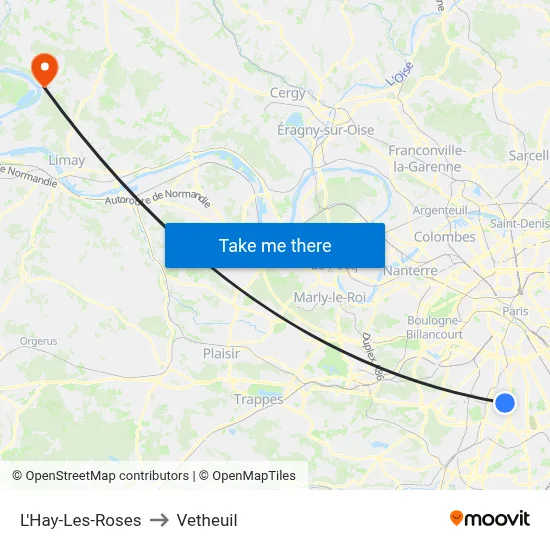 L'Hay-Les-Roses to Vetheuil map