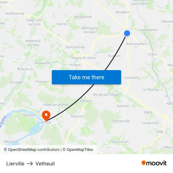 Lierville to Vetheuil map