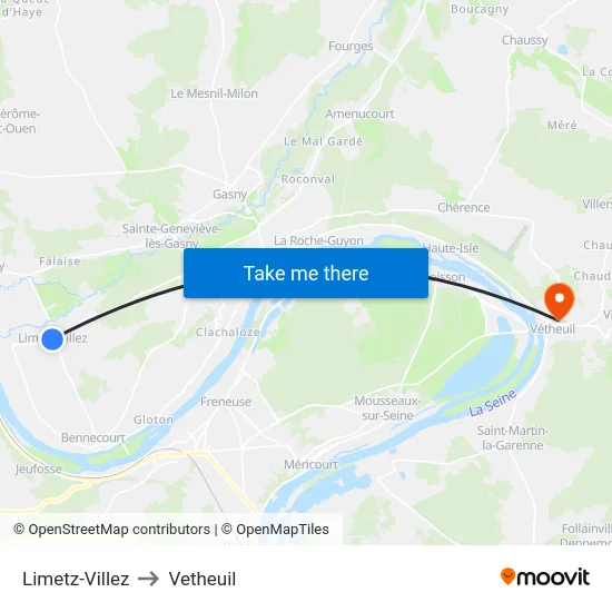 Limetz-Villez to Vetheuil map