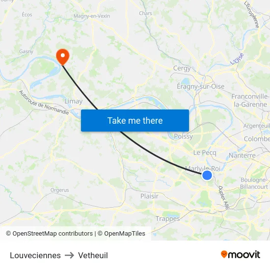 Louveciennes to Vetheuil map