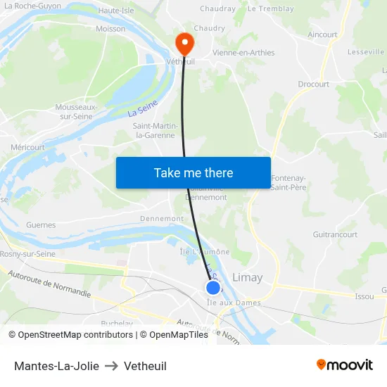 Mantes-La-Jolie to Vetheuil map