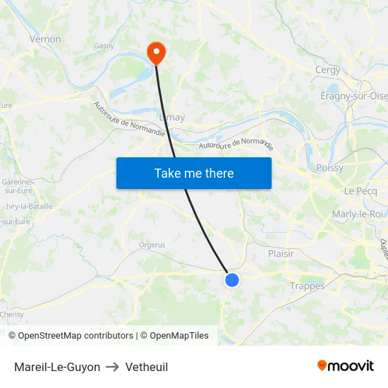 Mareil-Le-Guyon to Vetheuil map