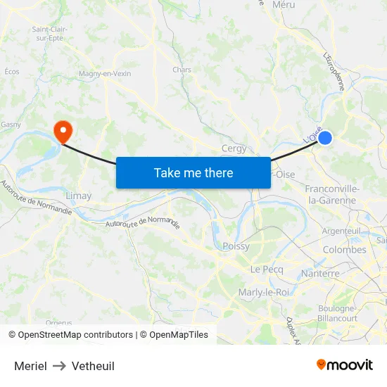 Meriel to Vetheuil map
