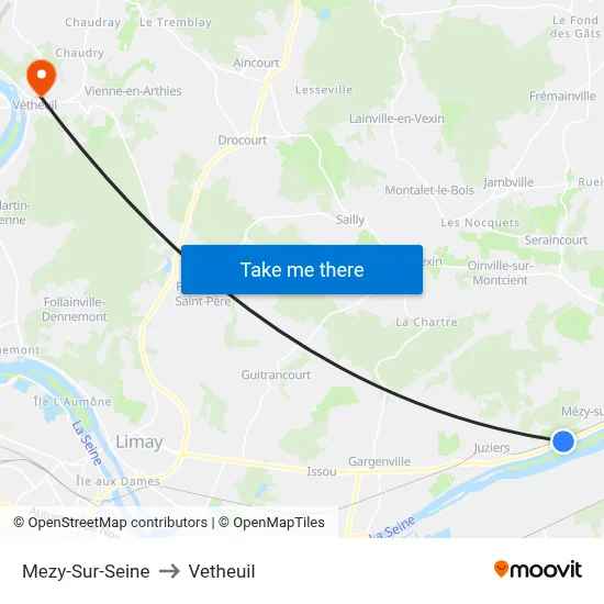 Mezy-Sur-Seine to Vetheuil map