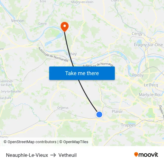 Neauphle-Le-Vieux to Vetheuil map