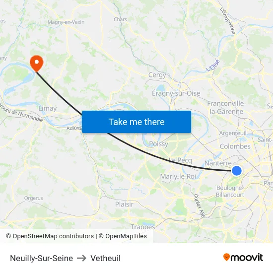 Neuilly-Sur-Seine to Vetheuil map