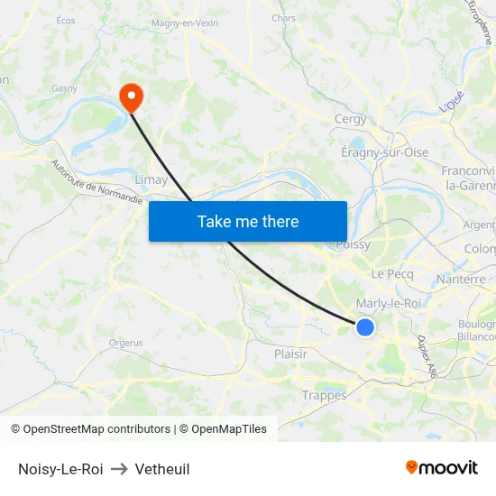 Noisy-Le-Roi to Vetheuil map