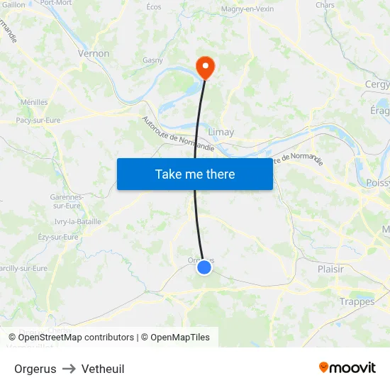 Orgerus to Vetheuil map