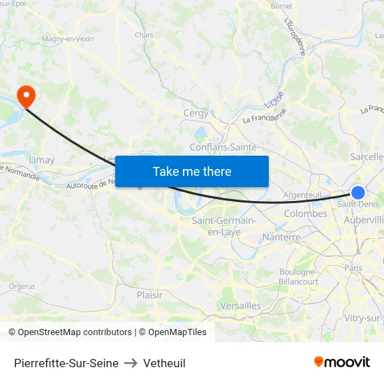 Pierrefitte-Sur-Seine to Vetheuil map