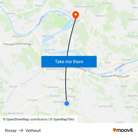 Rosay to Vetheuil map