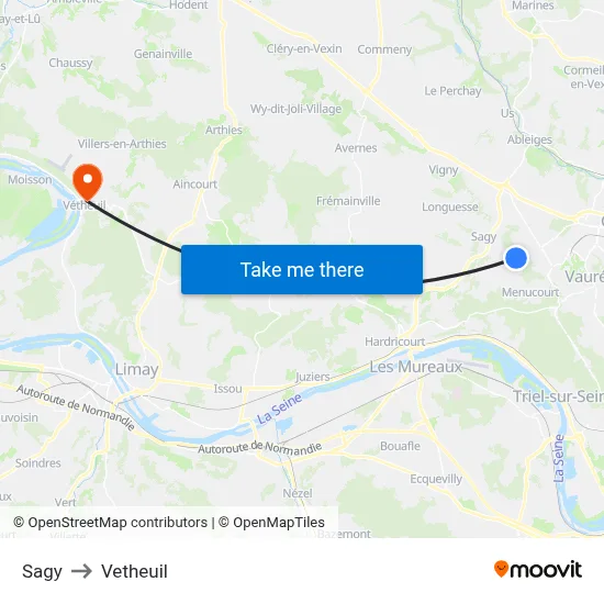 Sagy to Vetheuil map