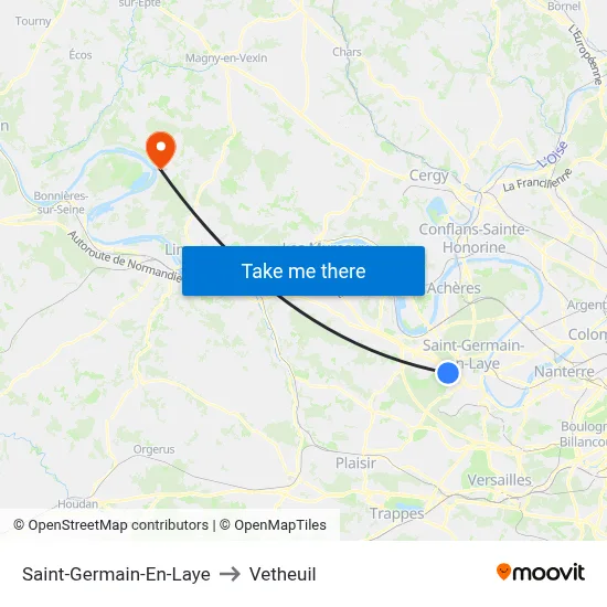 Saint-Germain-En-Laye to Vetheuil map