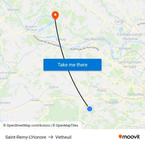 Saint-Remy-L'Honore to Vetheuil map