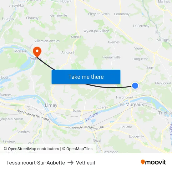 Tessancourt-Sur-Aubette to Vetheuil map