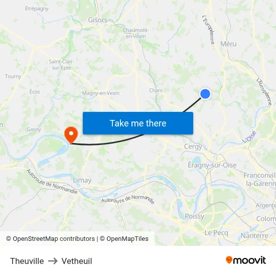 Theuville to Vetheuil map