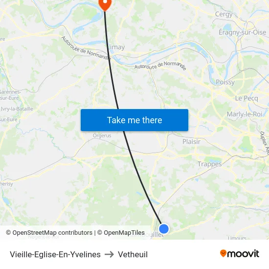 Vieille-Eglise-En-Yvelines to Vetheuil map