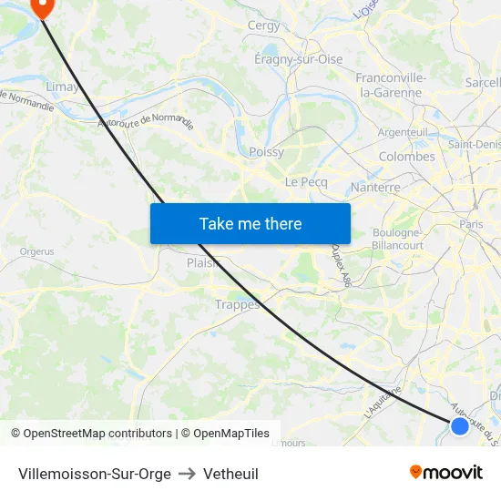 Villemoisson-Sur-Orge to Vetheuil map