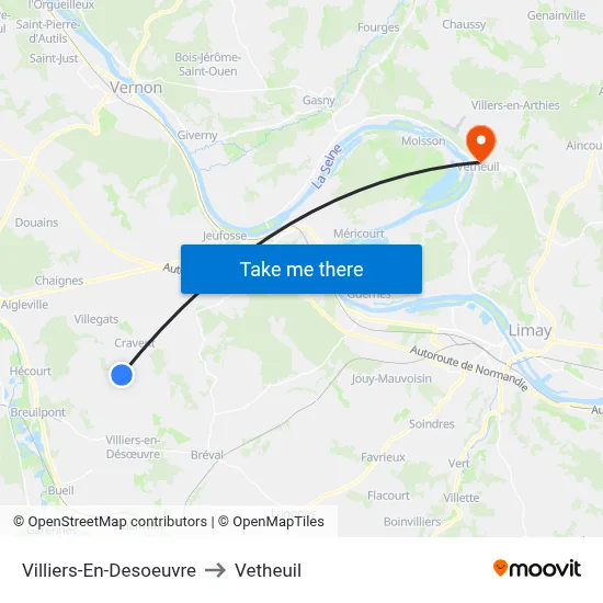 Villiers-En-Desoeuvre to Vetheuil map