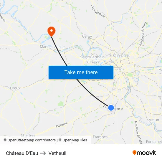 Château D'Eau to Vetheuil map