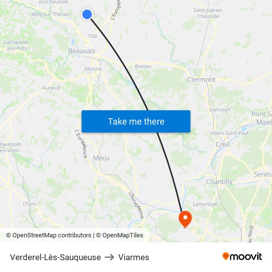 Verderel-Lès-Sauqueuse to Viarmes map
