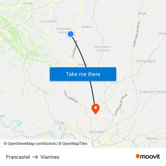 Francastel to Viarmes map