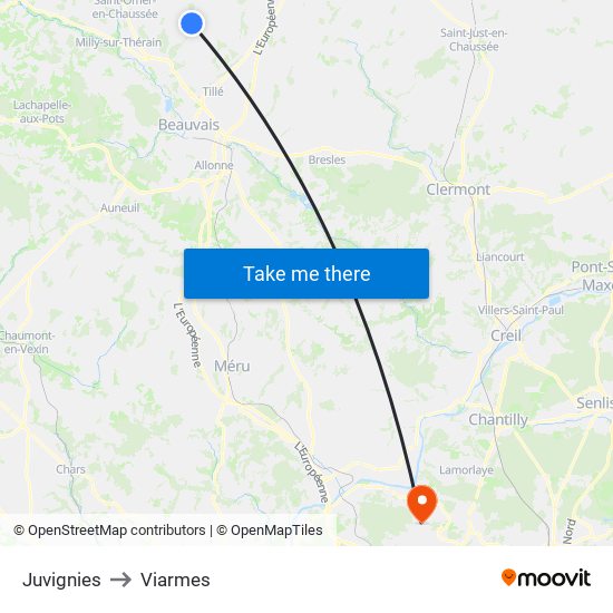 Juvignies to Viarmes map