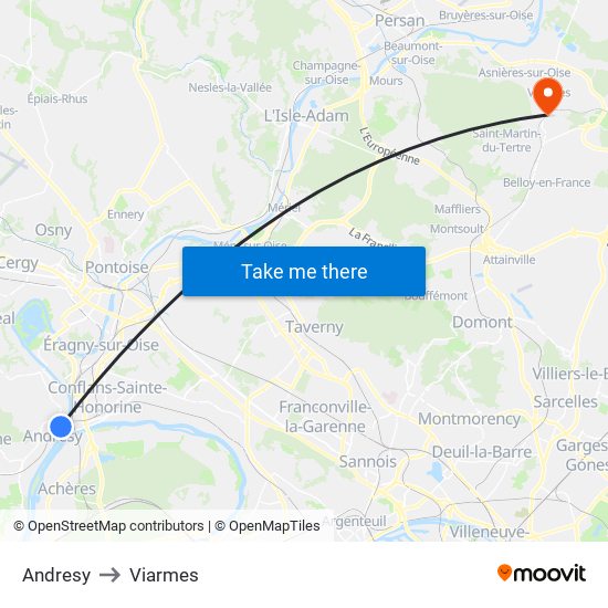 Andresy to Viarmes map