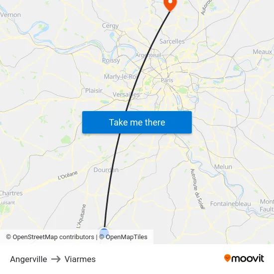 Angerville to Viarmes map