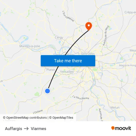 Auffargis to Viarmes map
