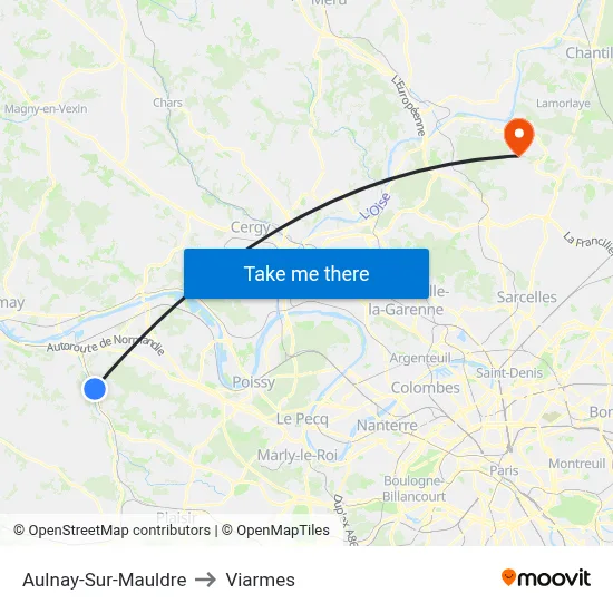 Aulnay-Sur-Mauldre to Viarmes map