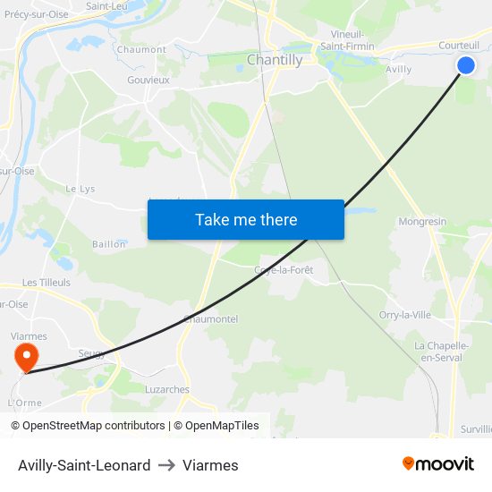 Avilly-Saint-Leonard to Viarmes map