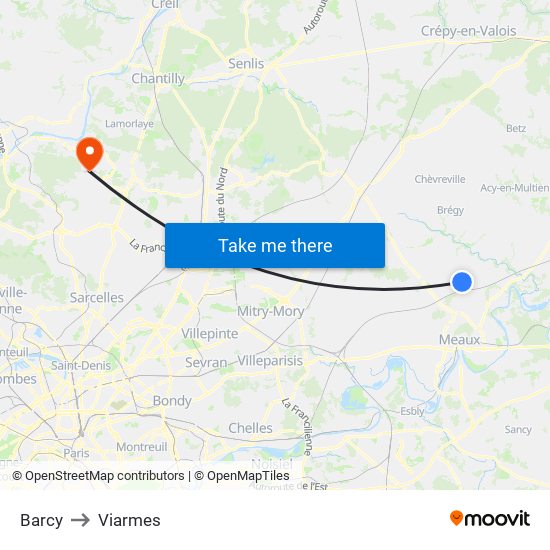 Barcy to Viarmes map